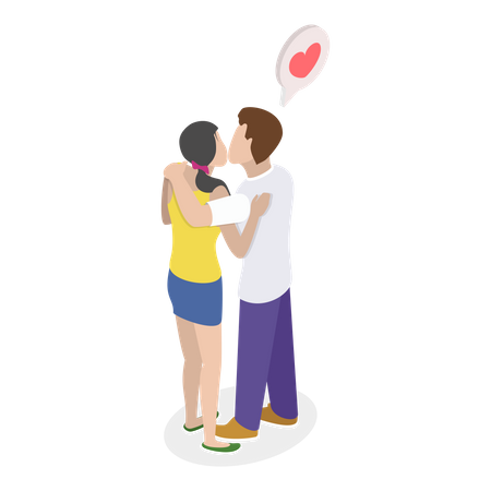 Happy Couple Kissing  Illustration