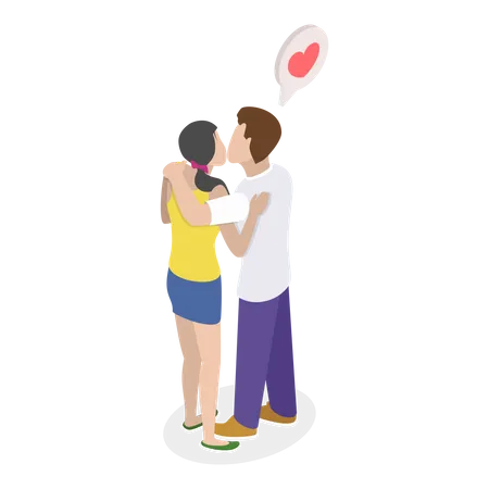 Happy Couple Kissing  Illustration