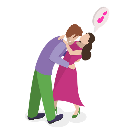 Happy couple kissing each other  Illustration