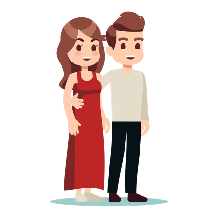 Happy couple posing together  Illustration