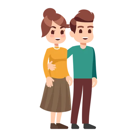 Happy couple posing together  Illustration