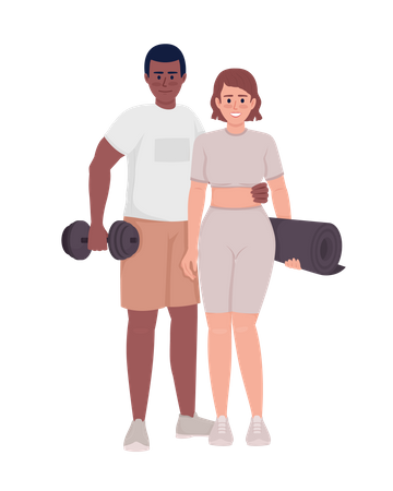 Happy couple ready for training  Illustration