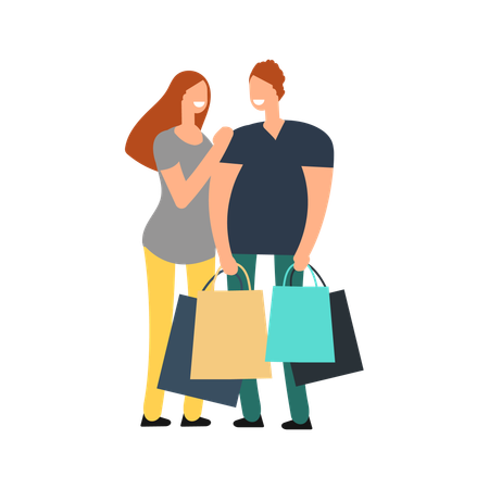 Happy couple shopping  Illustration