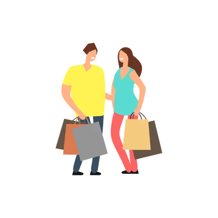 Happy couple shopping  Illustration