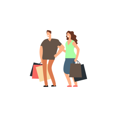 Happy couple shopping  Illustration