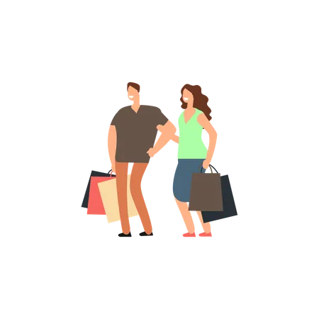 Happy couple shopping  Illustration