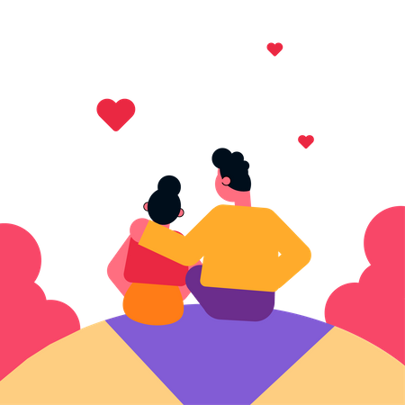 Happy couple sitting together  Illustration