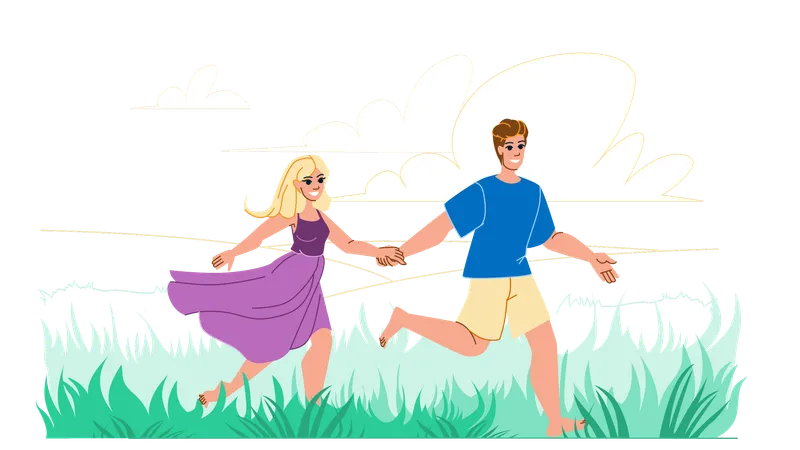 Couple Nature Vector Love Man Woman Beautiful Two Romance Together Romantic Happy Adult Lifestyle Female Outdoors Couple Nature Character People Flat Cartoon Illustration Illustration
