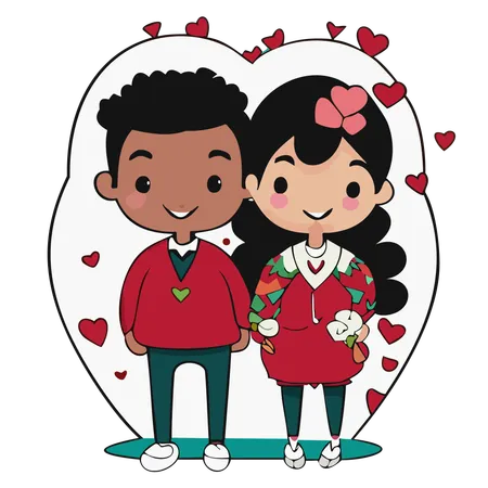 Happy couple standing together  Illustration