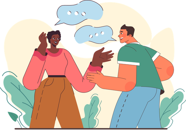 Happy couple talking  Illustration