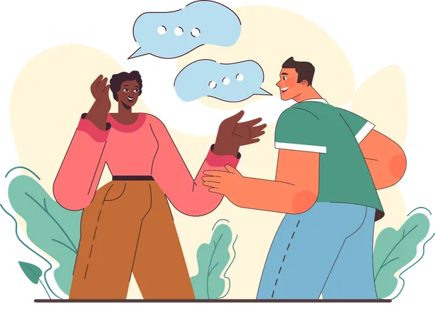 Happy couple talking  Illustration