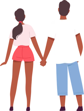 Happy Couple walking together  Illustration