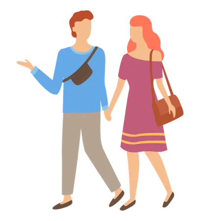 Happy couple walking together  Illustration