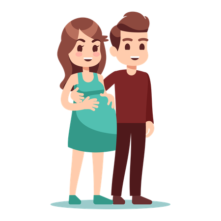 Happy couple with pregnant mother  Illustration