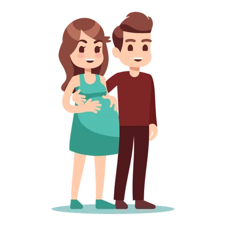 Happy couple with pregnant mother  Illustration