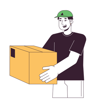 Happy courier holding package  Illustration