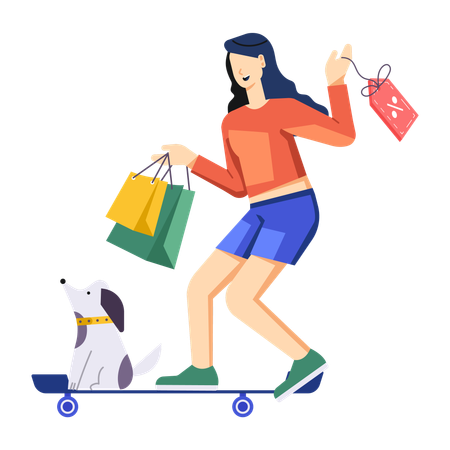 Happy customer after shopping  Illustration