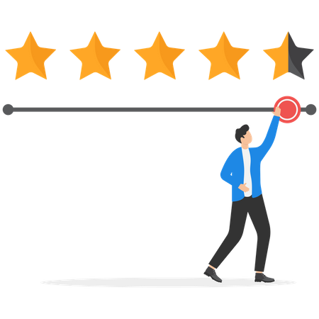 Happy customer giving stars rating as a feedback Illustration