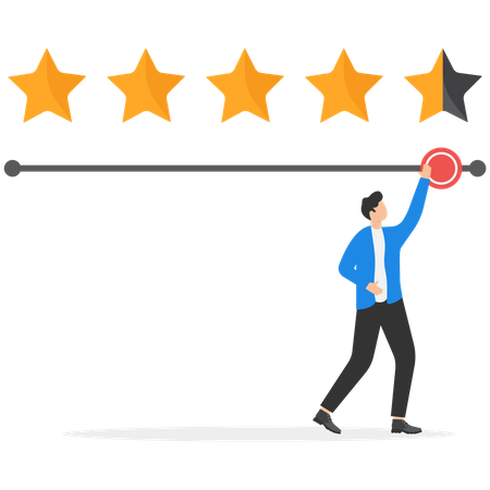 Happy customer giving stars rating as a feedback  Illustration