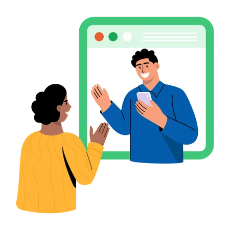 Happy customer looking ads  Illustration