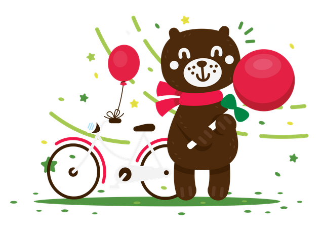 Happy cute bear enjoys his lollipop Illustration