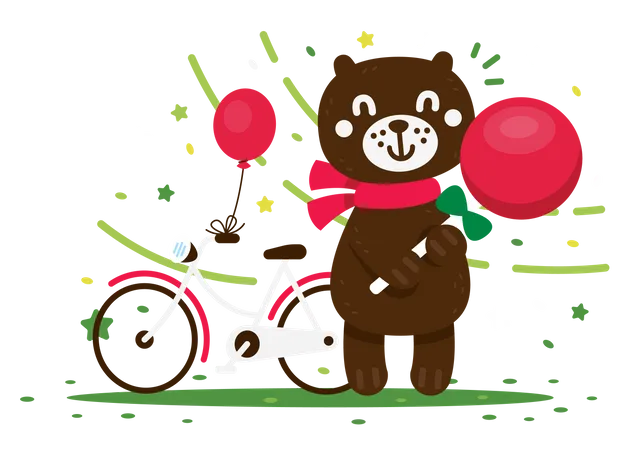 Happy cute bear enjoys his lollipop  Illustration