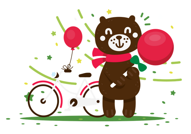 Happy cute bear enjoys his lollipop  Illustration