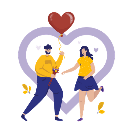 Happy cute couple  Illustration