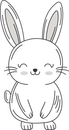 Happy Cute Rabbit Bunny Animal  Illustration