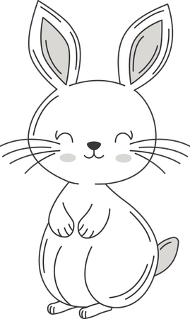 Happy Cute Rabbit Bunny Animal  Illustration