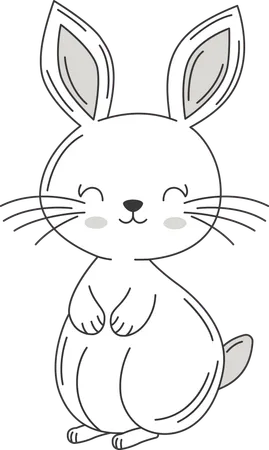 Happy Cute Rabbit Bunny Animal  Illustration