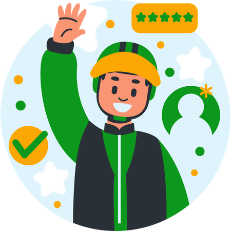 Happy Delivery Driver Waving  Illustration