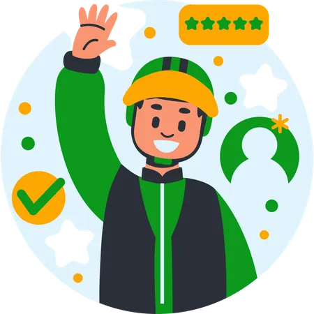 Happy Delivery Driver Waving  Illustration