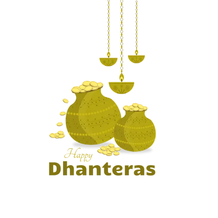 Happy dhanteras with kalash  Illustration