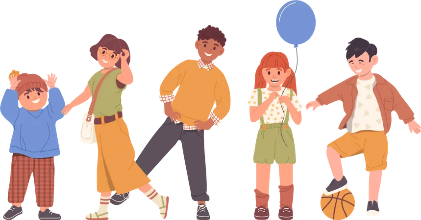 Happy diverse children smiling feeling positive  Illustration