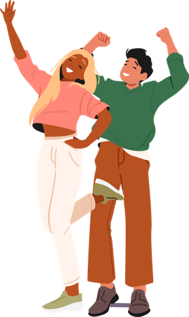 Happy diverse friends standing together  Illustration