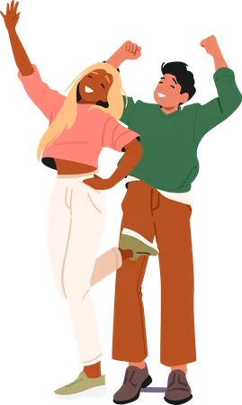 Happy diverse friends standing together  Illustration