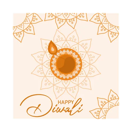 Happy Diwali celebration with oil lamps  Illustration