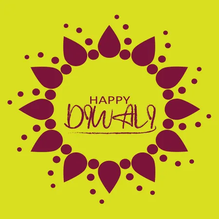 Happy Diwali Typography With Indian Art Background Vector  Illustration