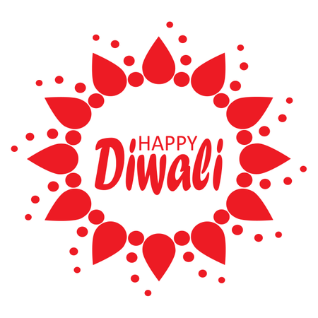 Happy Diwali Typography With Indian Art Background Vector  Illustration