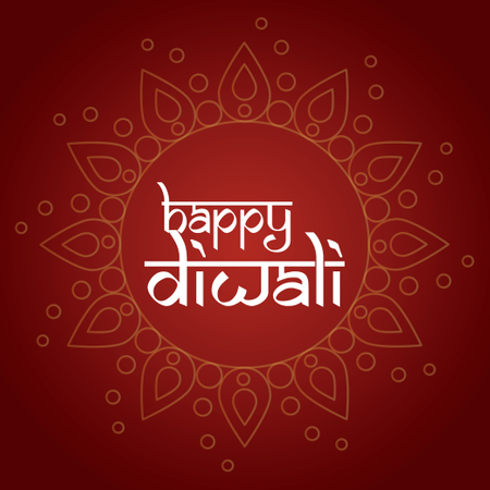 Happy Diwali Typography With Indian Art Background Vector  Illustration