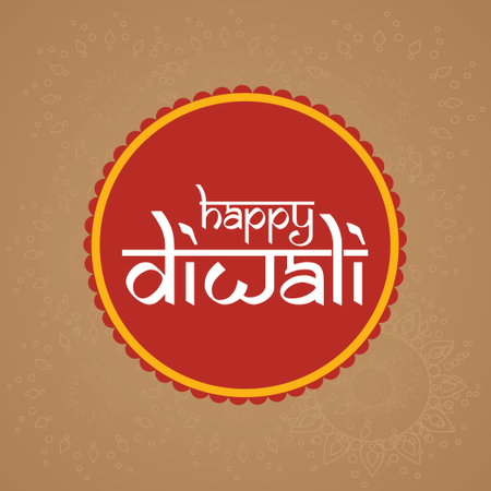 Happy Diwali Typography With Indian Art Background Vector  Illustration