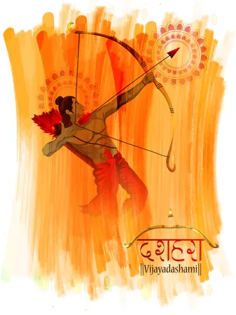 Happy Dussehra Background With Ram Illustration