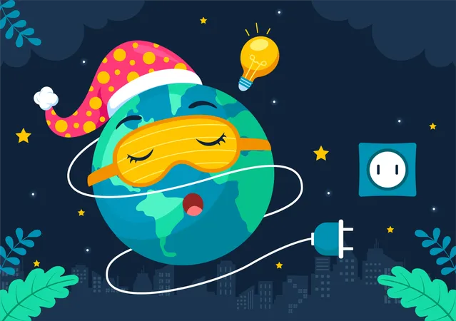 Happy Earth Hour Day  Illustration