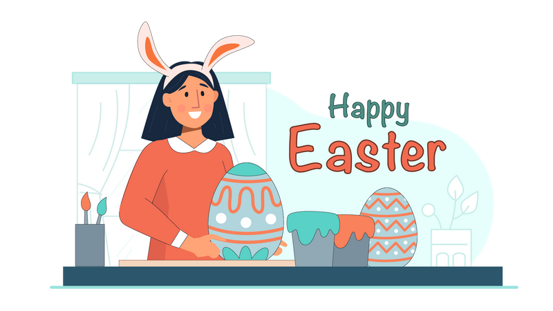 Happy Easter Day Celebration Illustration