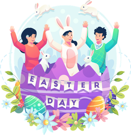 Happy Easter day celebration  Illustration