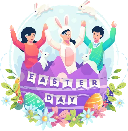 Happy Easter day celebration  Illustration