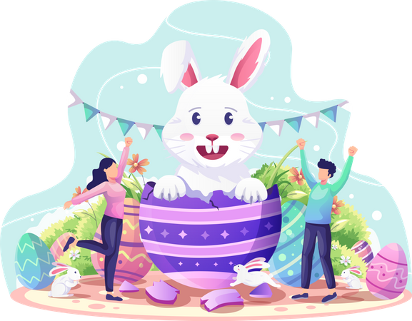 Happy Easter day celebration  Illustration