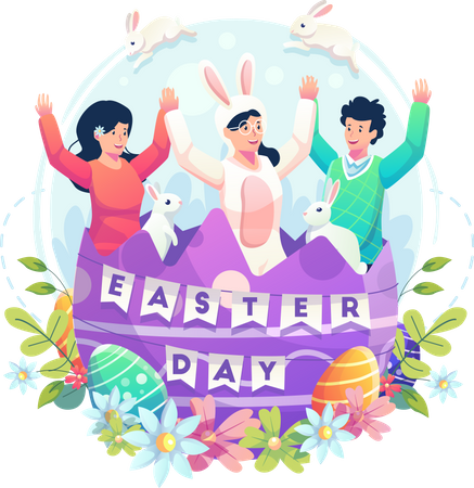 Happy Easter day celebration  Illustration