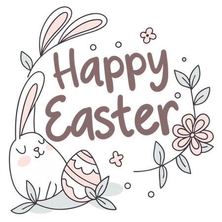 Happy Easter Lettering  Illustration